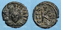 BYZANZ follis Empire byzantin. Maurice Tibère (582-602). 1/2 . Constantinople, 2e officine, 589-590 -