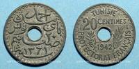 ALTE FRANZÖSISCHE KOLONIEN 20 centimes Tunisie. Ahmed II, bey (1348-1361H = 1929-1942). 1942 -