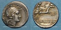 RÖMISCHE REPUBLIK Denier République romaine. L. Rutilius Flaccus (vers 77 AC). -