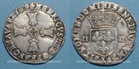 FRANZÖSISCHE KÖNIGLICHE MÜNZEN 1/4 d'écu Henri IV (1589-1610). 2e type et ancre. Bayonne -