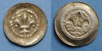 ELSAß Pfennig Strasbourg. Municipalité. au lis biface (14e siècle). R/: buste d'évêque -