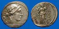RÖMISCHE REPUBLIK Denier République romaine. Man. Acilius Glabrio (vers 49 AC). -