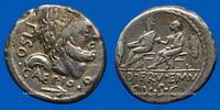 RÖMISCHE REPUBLIK Denier Rép. Rom. L. Calpurnius Piso Caesonius & Q. Servilius Caepio (100 AC). -