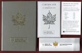 Gabun 1000 Francs CFA rechteckige Silbermünze 2013 Anlässlich des 25. Jubiläums des Canadian Maple Leaf - Coin Bar, Münzbarren Teilvergoldet (leicht beschlagen) im Kunstharzblock mit Box & Zert.