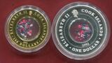 Cook Islands, Cook Inseln 100 + 1 Dollar Holey Dollar Juwelen Crown Jewels Gold / Silber Locket Coin Kronjuwelen PP 2002 mit Edelsteinen Polierte Platte mit Originalverpackung, Münze leicht beschlagen