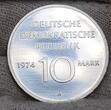 DDR GDR Eastern Germany 10 Mark Materialprobe Silber 1974 25 Jahre DDR Silberprobe Probe Stgl Video f. Stempelglanz Probe