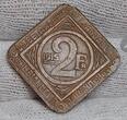 Gent Notgeld 2 Franken 1915 Deutsche Besetzung I. Weltkrieg Stadt Gent Eisen Bronze Kupfer Galvanisiert ss-vz