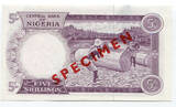 Nigeria 5 Shillings 1967 o. J. Specimen Kassenfrisch siehe Bild
