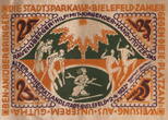 Deutsches Reich Bielefeld Notgeld 25 Mark X 15 Notgeld BIELEFELD, Stadtsparkasse, 25 Mark, 02.04.1922 Seide ungebraucht ungeschnittener Bogen