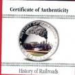 Liberia 5 Dollar Silbermünze mit Farbauflage 2011 HISTORY OF RAILROADS - MAV-220 Polierte Platte in Viereckkapsel,Etui & Zert.