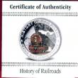 Liberia 5 Dollar Silbermünze mit Farbauflage 2011 HISTORY OF RAILROADS - China Railways Typsy Polierte Platte in Viereckkapsel,Etui & Zert.