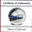 Liberia 5 Dollar Silbermünze mit Farbauflage 2011 HISTORY OF RAILROADS - The Blue Train Polierte Platte in Viereckkapsel,Etui & Zert.