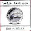 Liberia 5 Dollar Silbermünze mit Farbauflage 2011 HISTORY OF RAILROADS - Royal Hudson Polierte Platte in Viereckkapsel,Etui & Zert.