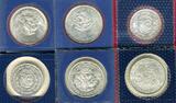 Mexico 1, 5, 25 und 100 Pesos 1948 - 1978 Konvolut von sechs mexikanischen Silbermünzen prfr. in merkator Verpackung