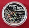 Tuvalu 1 Dollar Silbermünze - 1 oz Silver Proof Coin 2008 Danger Series - Blue-Ringed Octopus - Blaugeringelte Krake - Oktopus Polierte Platte Farbmünze mit Etui, Umkarton & Zertifikat OVP