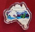 Australien 1 Dollar Silbermünze - 1 oz Silver Coin OVP 2016 Australian Map Shaped Coin - Great White Shark - Weißer Hai Stempelglanz minimal getönt Farbmünze mit Etui, Umkarton & Zertifikat