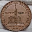 Deutschland Schlesien Medaille 1858 Das Rathaus zu Frankenstein - erbaut im Jahre 1661 - Gott Hilf - Gott Half vz patina nicht gereinigt