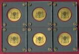 Tschad 6 x 5000 Francs CFA Set - jeweils 1/200 Unze Gold 2019 Bullion Coins of the World - Springbok, Liberty, Kangaroo, Maple Leaf, Panda & L Prägefrisch mit Kapsel, Zert. & Box