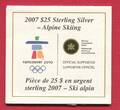 Kanada 25 Dollars Silbermünze mit Hologramm 2007 Alpiner Skilauf - Alpine Skiing PP in Kapsel m. Zertifikat