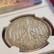 Karl Goetz Deutschland Weimarer Republik Germany 5 Mark 1925 D Germania mit Lorbeerkranz Pattern Probe Silvered Bronze Thick Planchet NGC MS 63