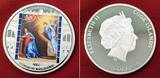 Cook-Inseln, Cook Islands 20 Dollars Silbermünze - 3 Unzen Silber 2014 Masterpieces of Art - Die Verkündigung an Maria von Philippe de Champaigne Polierte Platte mit Kapsel und Box