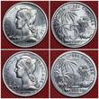 Komoren Archipel des Comores Essai Proben Pattern Set 1 - 20 Francs 5 Coins 1964 Monnaie de Paris Satz fünf Münzen 3 x Aluminium, 2 x Alu/Bro. Bankfach-Stempelglanz mit Originalfolie Alu Br. Leicht beschlagen