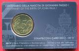 Vatikan 50 Cent 2012 Coincard N. 2 - 100.Geburtstag Johannes Paul I. Stempelglanz in Coincard mit Briefmarke