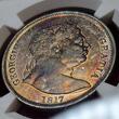 England Großbritannien United Kingdom 1/2 Crown 1817 George III. Bull Head Large Bust NGC AU 55 Tolle Patina