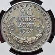 Deutschland Weimarer Republik Germany Silvermedal Silbermedaille 1927-DATED Hindenburg 80. Geburtstag von Hörnlein Sächsische Münze NGC Top Pop NGC MS 64 Mattiert Tolle Patina