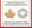 Kanada 5 Dollar Silbermünze 2014 Kanadische Expeditionsstreitkräfte - Canadian Expeditionary Force PP in Kapsel m. Zertifikat, Box & Karton; OVP