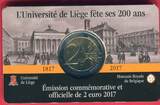 Belgien 2 Euro Gedenkmünze 2017 200 Jahre Universität Lüttich BU in Coin-Card