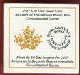 Kanada 20 Dollars Silbermünze 2017 Flugzeuge im 2. Weltkrieg - Consolidated Canso - Aircraft of the 2. WW PP in Kapsel m. Zertifikat, Box & Karton