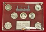 USA, Kanada, China, Australien, Somalia, Gabun 5 x 1 Unze Silber, 1 x 30 g 2019 Wallstreet Collection - The First Rhodium Edition Teilvergoldete Münzen in Glaskasten mit Box, Samttasche & Umkarton