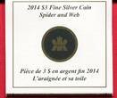Kanada 3 Dollars Silbermünze 2014 Spinne und Spinnennetz (mit Farbapplikation) PP in Kapsel m. Zertifikat, Box & Schuber; OVP