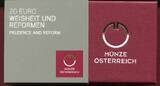 Österreich 20 Euro Silbermünze 2018 Weisheit und Reformen - Prudence and Reform PP in Kapsel mit Zertifikat, Box & Umkarton; OVP