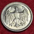 Weimarer Republik Deutsches Reich 3 Mark Silber 1924 D Kursmünze Drei ausgeschrieben prfr. f. stgl.