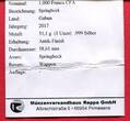 Gabun 1000 Francs CFA Silbermünze 2017 Springbock (1 oz) Antik in Kapsel mit Zertifikat