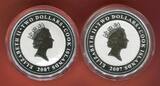 Cook Islands, Cook Inseln 2 Dollar Silbermünze - 1 oz Proof Fine Silver Coin 2007 60 Years of Kalashnikov - AK-47 - Gewehr - Sturmgewehr - Assault Rifle Polierte Platte Farbmünze mit extravaganter Verpackung