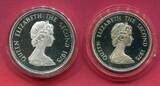 Mauritius 25 Rupien & 50 Rupien Silbermünzen 1975 Turmfalke & Blauer Schwalbenschwanz PP in Kapseln