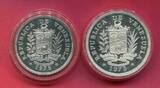 Venezuela 25 & 50 Bolivares Silbermünzen 1975 Jaguar & Riesengürteltier PP in Kapseln (min.beschlagen)