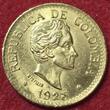 Kolumbien Colombia 5 Pesos 1925 "MFDFLLIN" Small head bust of Simon Bolivar facing right Numista 14 % Spanish 5 fast Bankfrisch Rand Prägebedingt