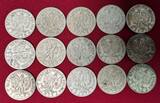 Polen 15 x 2 Zloty Silber 1932, 1933, 1934 Jadwiga Frauenkopf Konvolut - 65 Gramm Rauhgewicht ss und ss+ nicht gereinigt