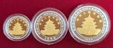 China, Volksrepublik Bimetall Bimetallic Coins Münzen Satz Gold Silber 1997 Panda 3 Münzen Satz PP 50, 25 und 10 Yuan Polierte Platte mit Box und chinesischem Zert.