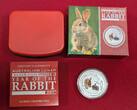 Australien 1 Dollar Silbermünze 2011 Year of the Rabbit - Lunar II Serie - Jahr des Hasen Stempelglanz Farbmünze mit Box, Umkarton & Zertifikat