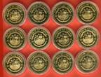 Liberia 12 x 10 Dollar Kupfer Münzen vergoldet 2001 Farb Ecu Münzen Sammlung - Die Ersten 12 Euro Länder Polierte Platte mit Kapseln & Zertifikaten