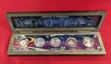 China, Kanada, Niue & USA 5 x 1 Unze Silber - mit eingearbeiteten Meteoriten 2018 Cosmic Investment Collection - aufwendig dekorierte Silbermünzen Stempelglanz mit Box, Umkarton & Zert.