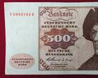 BRD,Deutsche Bundesbank 500 DM Deutsche Mark 1960 Burg Eltz / Männerportrait Serie V stark gebraucht (bitte Bilder ansehen)