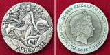 Tuvalu 2 Dollar Silbermünze - 2 oz Silver Coin 2015 Goddesses of Olympus Aphrodite High Relief - Göttinnen des Olymps Antique Finish prägefrisch mit Etui, Umkarton & Zertifikat OVP