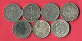 Bayern, Hamburg, Preußen 7 x 2 Mark Silbermünzen 1876 - 1913 Kaiserreich Lot - 7 Typen Lot, bitte Bild ansehen