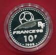 Frankreich 10 Francs Silbermünze Fußball-Weltmeisterschaft 1998 - Brasilien / Brazil Polierte Platte in Kapsel mit Zertifikat, Box & Umkarton; OVP